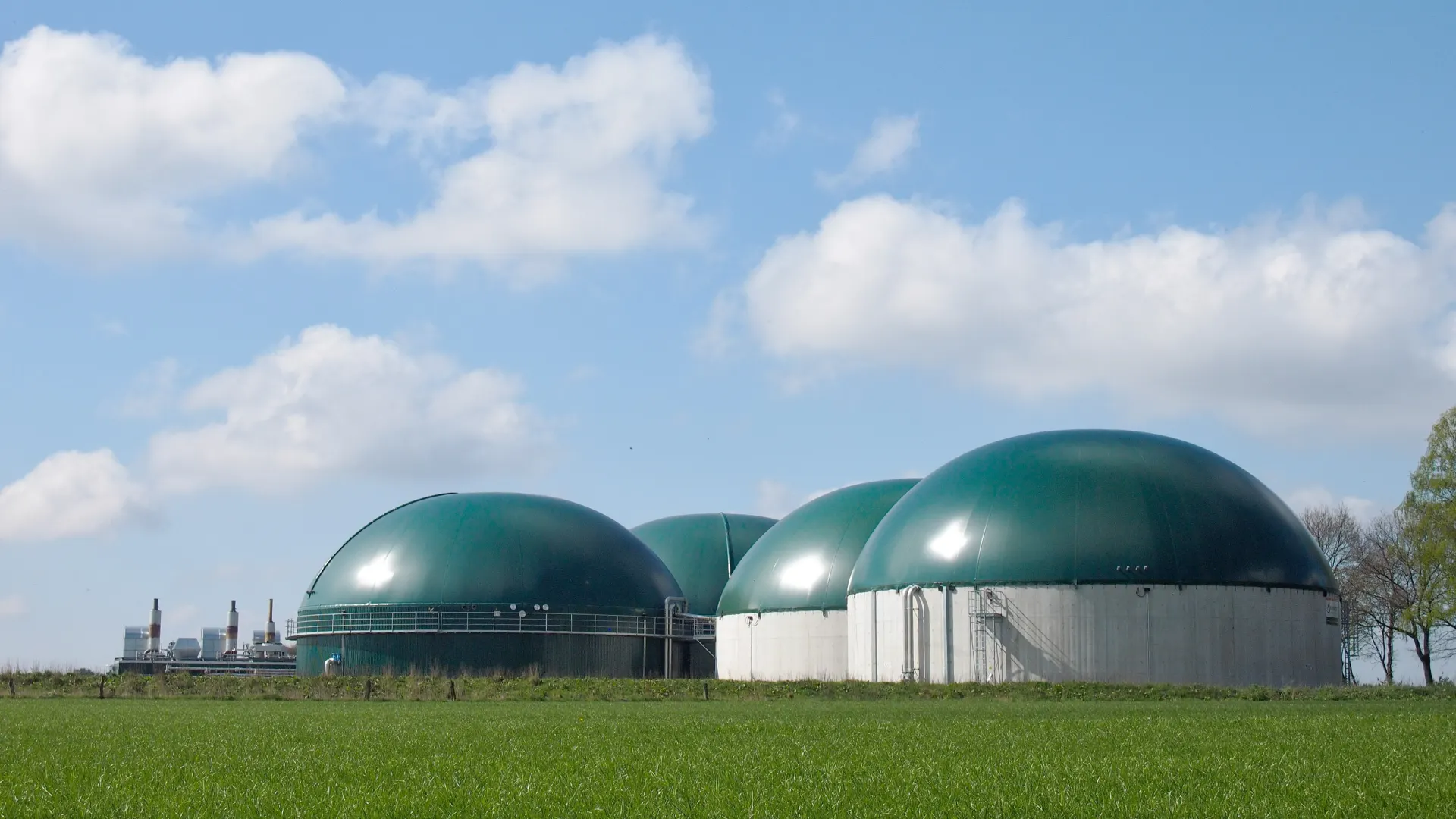 Eine Biogasanlage der NEW Netz auf einem Feld 