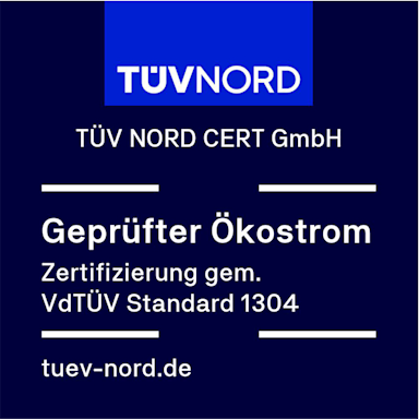 Siegel TÜV NORD "Geprüfter Ökostrom"