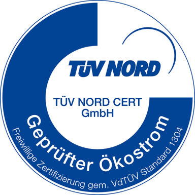 Siegel TÜV NORD "Geprüfter Ökostrom"