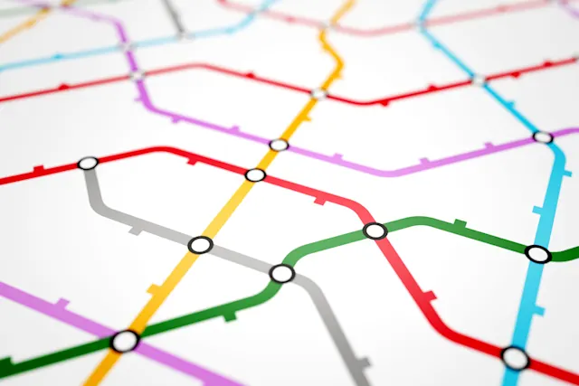 Liniennetzplan Stilisierte Ansicht eines Lininenetzplans.