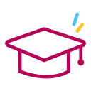 Icon eines Abschlusshuts als Symbol für Ausbildung, Studium und Qualifizierung bei der NEW AG